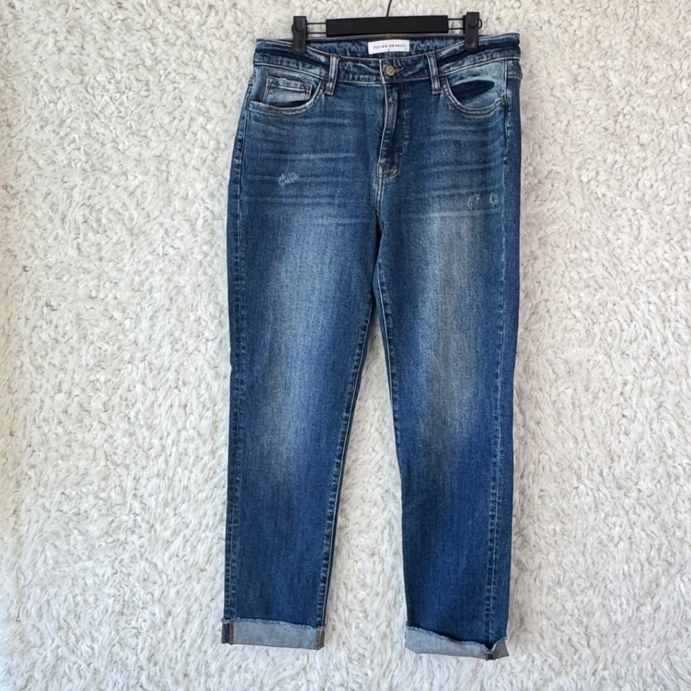 Flying Monkey Womens Jeans Straight‎ Leg Blue Denim Distressed Size 28 Classic